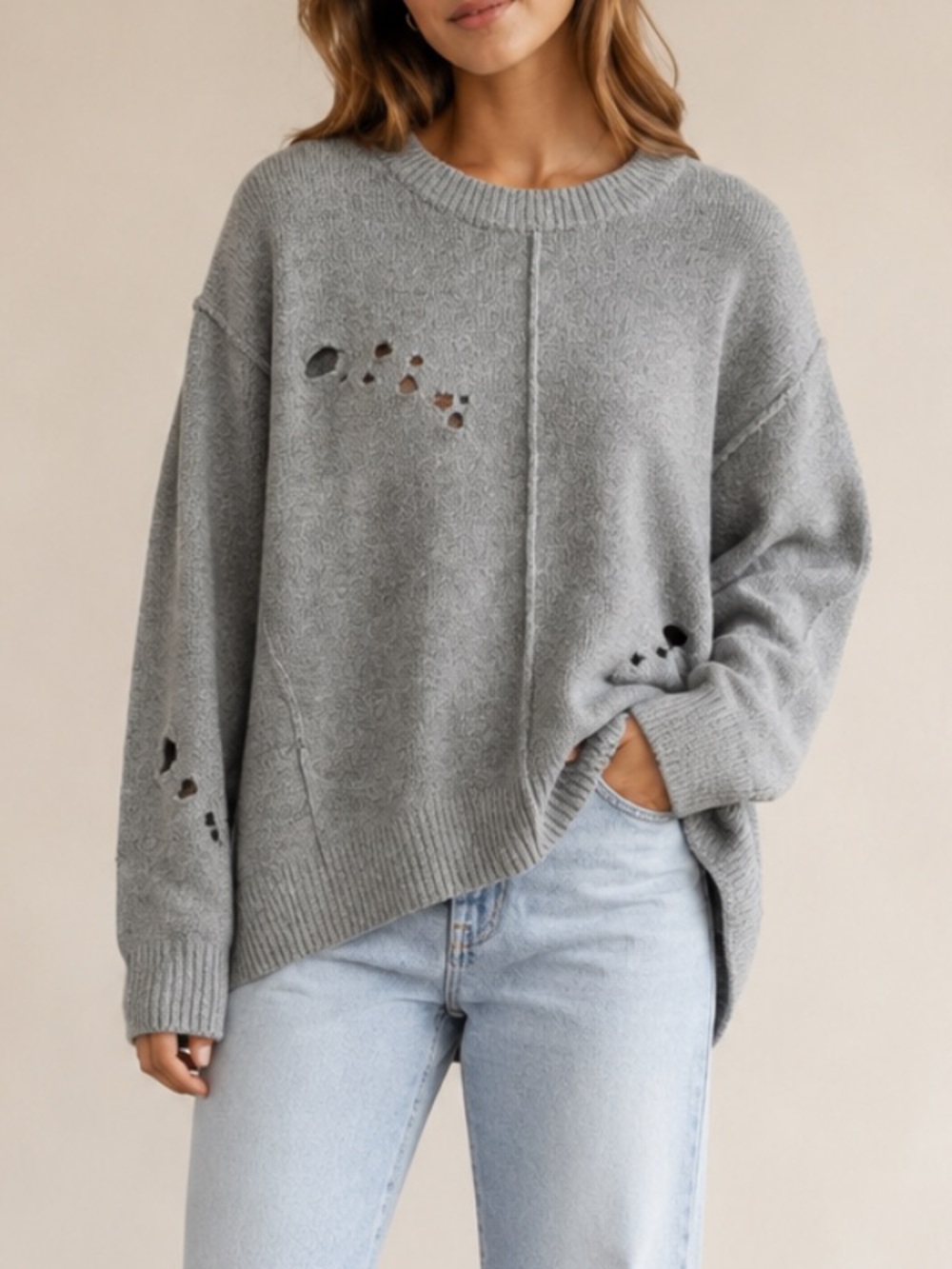 Grey distressed Sweater